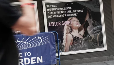 photo signage depicting taylor swift outside madison square garden reuters