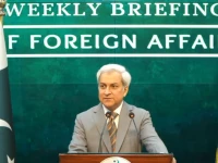 foreign office spokesperson tahir andrabi speaking at the foreign office s weekly press briefing screengrab