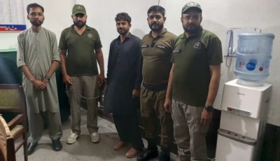 punjab wildlife department officials detain a suspected poacher during an action against illegal hunting of falcons and quails photo express