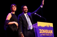 zohran mamdani waves next to his wife rama duwaji after winning the election reuters