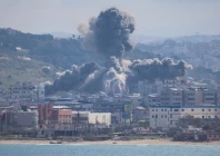 an israeli air strike on the city of tyre lebanon photo reuters