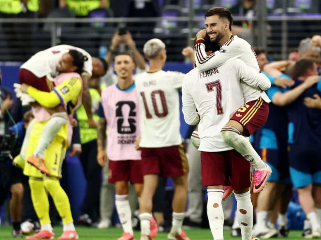 soccer football fifa world cup 2026 semi final france v spain dallas stadium arlington texas us july 14 2026 spain s ferran torres and alex baena celebrate after the match as spain qualify for the final of the world cup photo reuters soccer football fifa world cup 2026 semi final france v spain dallas stadium arlington texas us july 14 2026 spain s ferran torres and alex baena celebrate after the match as spain qualify for the final of the world cup photo reuters