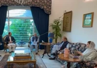 pml n president nawaz sharif prime minister shehbaz sharif and punjab chief minister maryam nawaz meet ajk prime minister iftikhar gilani and speaker tariq farooq photo x