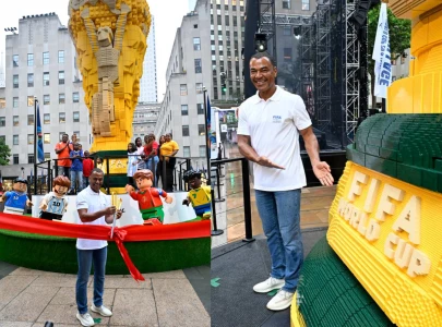 lego unveils world s largest fifa world cup trophy replica in new york