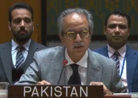 pakistan s permanent representative to the un ambassador asim iftikhar ahmad speaks during a un security council emergency meeting on yemen screengrab
