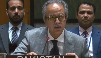 pakistan s permanent representative to the un ambassador asim iftikhar ahmad speaks during a un security council emergency meeting on yemen screengrab