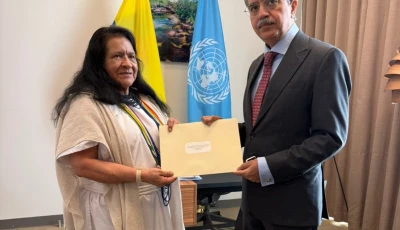 ambassador asim iftikhar hands over a letter by the deputy prime minister ishaq dar to president of the un security council for june 2026 and permanent representative of colombia to the un ambassador leonor zalabata torres concerning india s continued illegal actions and violations of the indus waters treaty iwt photo x