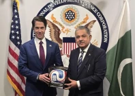 pakistan s ambassador to the united states rizwan saeed sheikh presents the us international development finance corporation s chief executive benjamin black with official fifa world cup 2026 football trionda photo x
