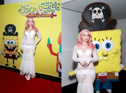 ice spice attends spongebob movie screening in sheer lace dress
