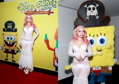 Ice Spice attends 'SpongeBob Movie' screening in sheer lace dress