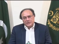 finance minister muhammd aurangzeb speaking in a televised recorded message screengrab