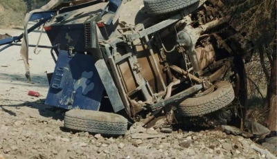 six police personnel have been martyred in an attack on police armoured personnel carrier in tank khyber pakhtunkhwa photo express