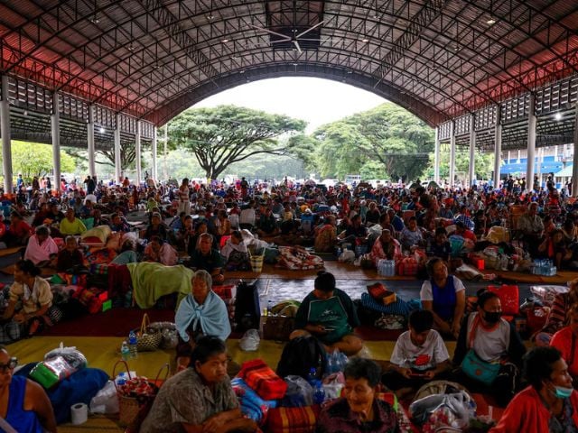 People rest inside a temporary shelter in Srisaket province, after Thailand and Cambodia exchanged heavy artillery fire for a second day on Friday as border fighting intensified and spread, while Cambodia's leader said Thailand had agreed to a Malaysian ceasefire proposal but then backed down, Thailand, July 26, 2025.  Source: Reuters