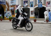mehwish qureshi 33 an advocate rides on her electric motorcycle in hyderabad pakistan april 2 2026 photo reuters