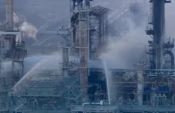 efforts are made to douse the fire at viva energy group s refinery in geelong australia april 16 2026 in this screengrab from a video photo reuters
