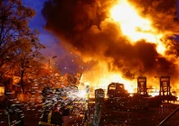 firefighters work at the site of a recyclable materials warehouse hit by a russian missile strike amid russia s attack on ukraine in kyiv ukraine april 16 2026 photo reuters