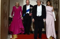 us president donald trump first lady melania trump britain s king charles and queen camilla walk in front of the grand staircase prior to a state dinner at the white house in washington dc us april 28 2026 photo reuters