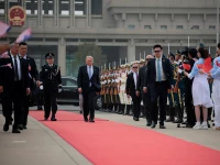 us president donald trump reacts as he walks towards air force one at beijing capital international airport in beijing china may 15 2026 photo reuters