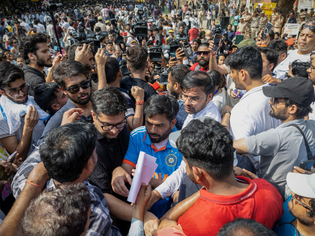Abhijeet Dipke, head of the Cockroach Janta Party (CJP), leaves after attending a sit-in protest demanding the resignation of Indian Education Minister Dharmendra Pradhan, in New Delhi, India, June 6, 2026. PHOTO: REUTERS