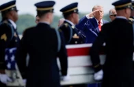 us president donald trump salutes as members of the military carry the transfer case of u s army sgt angel s rampersad of the 1st battalion 57th air defense artillery regiment 52nd air defense artillery brigade 10th army air missile defense command who was killed during an attack at muwaffaq salti air base in jordan us president donald trump salutes as members of the military carry the transfer case of u s army sgt angel s rampersad of the 1st battalion 57th air defense artillery regiment 52nd air defense artillery brigade 10th army air missile defense command who was killed during an attack at muwaffaq salti air base in jordan