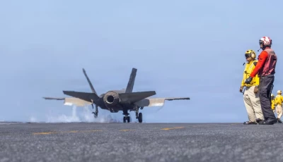 a us marines f 35c lightning ii launches from the us navy nimitz class aircraft carrier uss abraham lincoln in support of the operation epic fury attack on iran february 28 2026 us photo reuters