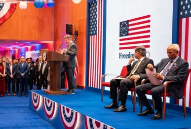 us consul general charles goodman addressing the reception hosted by the us consulate general in karachi to mark the 250th anniversary of american independence on september 25 2026 photo us consulate general in karachi