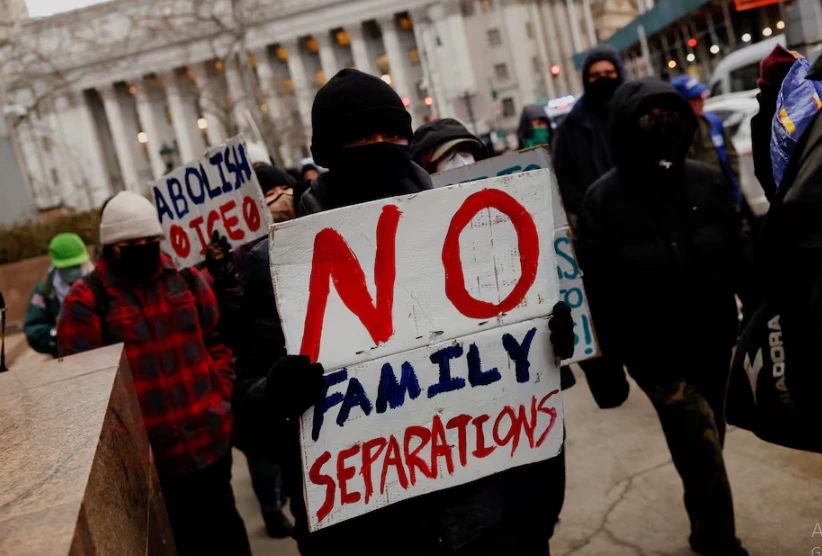 demonstrators protest against u s immigration and customs enforcement ice and deportations carried out by us president donald trump s administration in new york city us february 13 2025 photo reuters demonstrators protest against u s immigration and customs enforcement ice and deportations carried out by us president donald trump s administration in new york city us february 13 2025 photo reuters