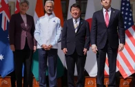 from left australian foreign minister penny wong india s minister of external affairs s jaishankar japanese foreign minister toshimitsu motegi and u s secretary of state marco rubio pose following a quad ministerial meeting at hyderabad house in new delhi india tuesday may 26 2026 photo reuters