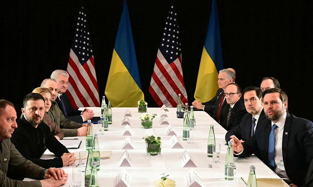 us vice president jd vance r us secretary of state marco rubio 2nd r and ukrainian president volodymyr zelensky 2nd l meet on the sidelines of the 61st munich security conference msc in munich southern germany on february 14 2025 photo afp us vice president jd vance r us secretary of state marco rubio 2nd r and ukrainian president volodymyr zelensky 2nd l meet on the sidelines of the 61st munich security conference msc in munich southern germany on february 14 2025 photo afp