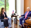 defence minister khawaja asif during a meeting with us charg d affaires to pakistan natalie baker photo pid