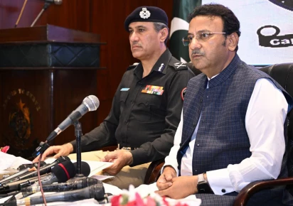 sindh home minister ziaul hassan lanjar addresses a press conference at the central police office on friday igp ghulam nabi memon is also seen photo app
