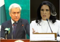 fo spokesperson tahir andrabi and us national intelligence director tulsi gabbard photos file