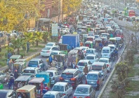 a large numbe of vehicles are struck in traffic jam on ravi road near greater iqbal park on the third day of basant celebration in the city photo app