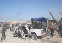 palestinians inspect the site of an israeli strike that targeted a police vehicle in zawaida in the central gaza strip photo afp palestinians inspect the site of an israeli strike that targeted a police vehicle in zawaida in the central gaza strip photo afp