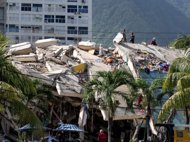 a damaged building is seen from the base camp of the french civil security training and intervention regiment uiisc 7 at the karting la guaira complex in caraballeda la guaira state venezuela on june 27 2026 as they assist with rescue operations following earthquakes reuters a damaged building is seen from the base camp of the french civil security training and intervention regiment uiisc 7 at the karting la guaira complex in caraballeda la guaira state venezuela on june 27 2026 as they assist with rescue operations following earthquakes reuters