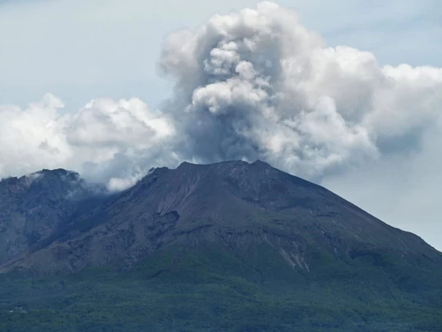 this general view shows the 1 117 meter 3 665 foot high sakurajima volcano which lies across the bay from the southern city of kagoshima kagoshima prefecture on june 20 2025 photo afp this general view shows the 1 117 meter 3 665 foot high sakurajima volcano which lies across the bay from the southern city of kagoshima kagoshima prefecture on june 20 2025 photo afp