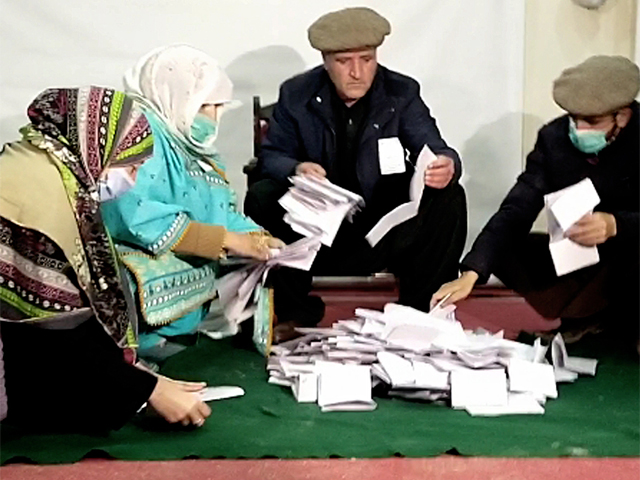 vote count is under way at a polling station in gilgit baltistan photo nni