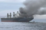 smoke rises from the thai bulk carrier mayuree naree near the strait of hormuz after an attack photo afp