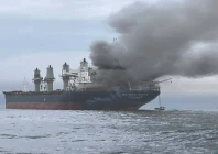 smoke rises from the thai bulk carrier mayuree naree near the strait of hormuz after an attack photo afp