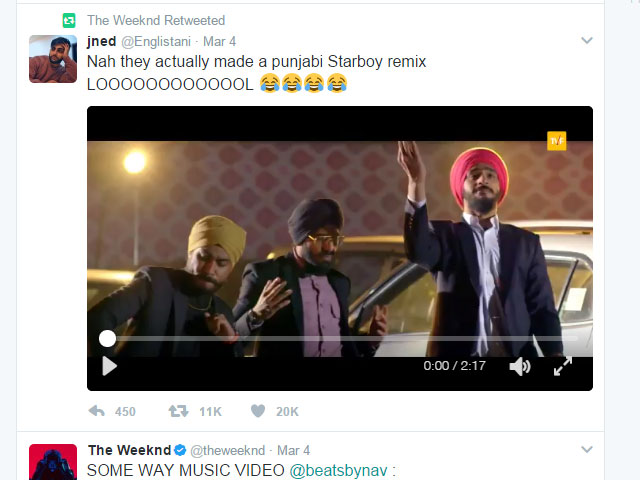 SCREENGRAB: TWITTER/THE WEEKND