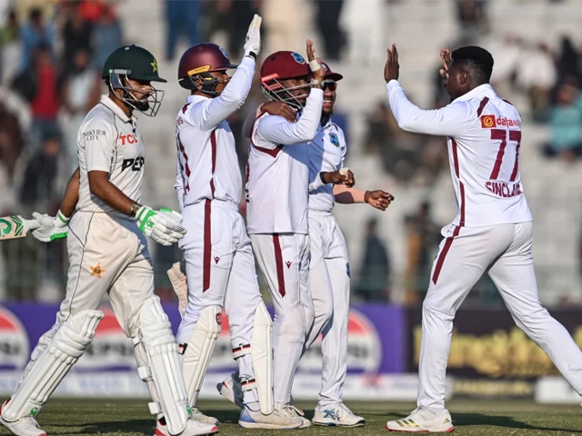 kevin sinclair had babar azam caught at the stroke of stumps photo afp kevin sinclair had babar azam caught at the stroke of stumps photo afp
