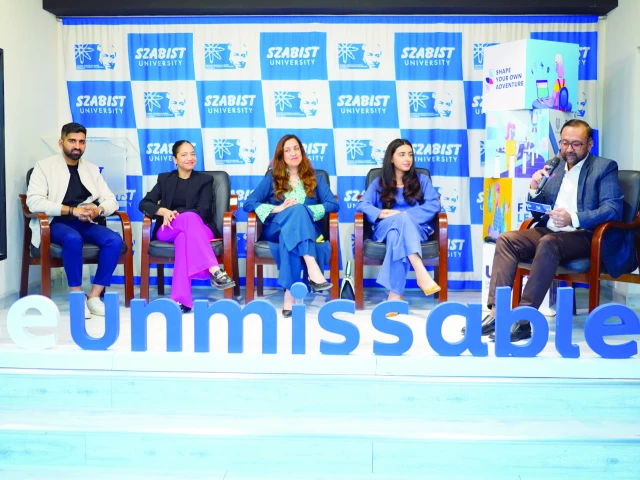 panelists express their opinions during a discussion on how to deal with performance pressure under the unilever future leaders programme organised by szabist in collaboration with the express media group photo express panelists express their opinions during a discussion on how to deal with performance pressure under the unilever future leaders programme organised by szabist in collaboration with the express media group photo express