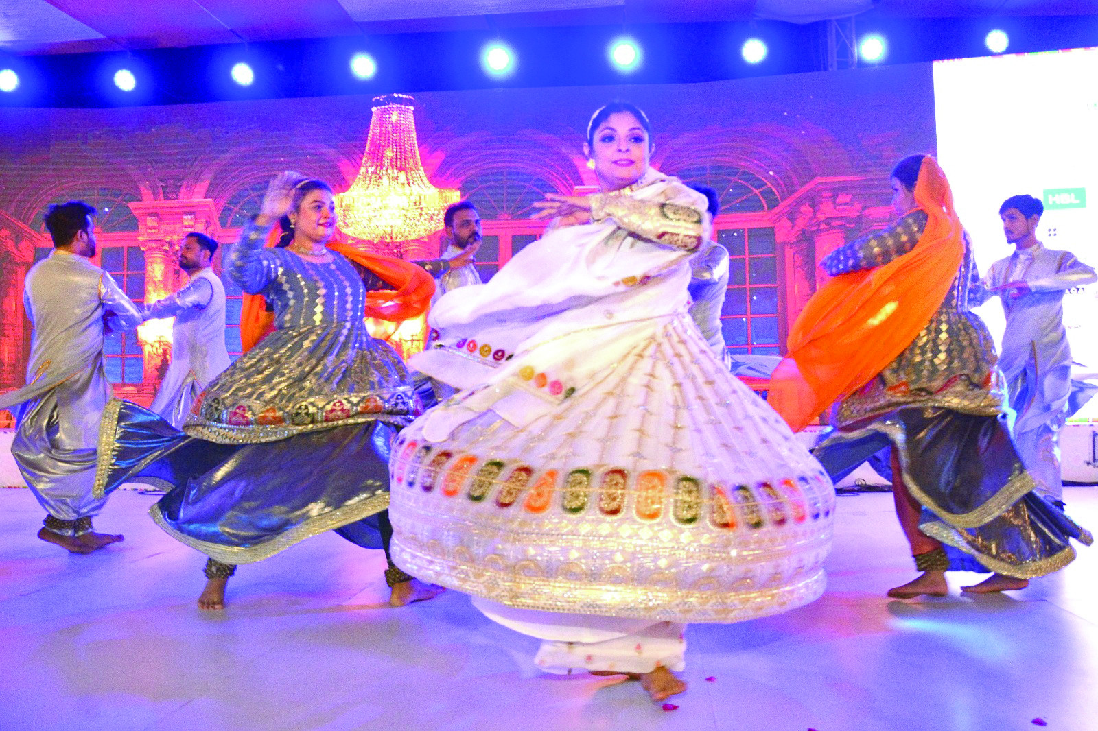 swirling to beat of the tabla with bells of ghungroos jingling their own rhythm the kathak dancers set the stage on fire the opening ceremony of karachi literature festival on friday photo jalal qureshi express