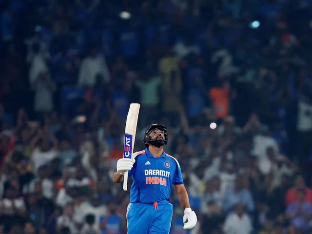 rohit sharma celebrates after reaching his century during the second one day international between india v england at the barabati stadium cuttack india on february 9 2025 photo reuters rohit sharma celebrates after reaching his century during the second one day international between india v england at the barabati stadium cuttack india on february 9 2025 photo reuters