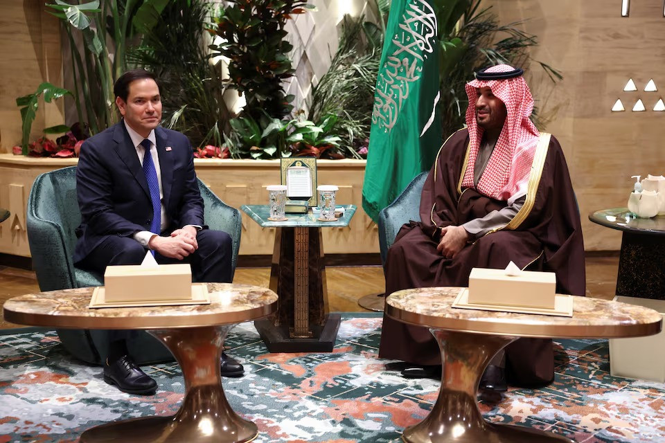 us secretary of state marco rubio meets with saudi arabia s crown prince mohammed bin salman in riyadh saudi arabia on february 17 2025 photo reuters