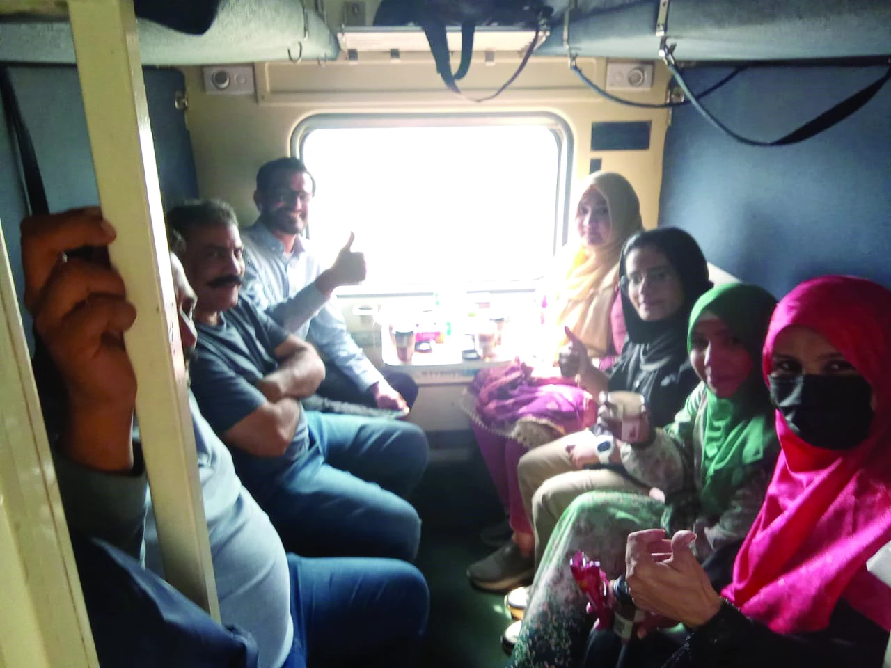travellers give thumbs up as thar desert safari train chugs off to khokhrapar the last station before the indian border photo express travellers give thumbs up as thar desert safari train chugs off to khokhrapar the last station before the indian border photo express