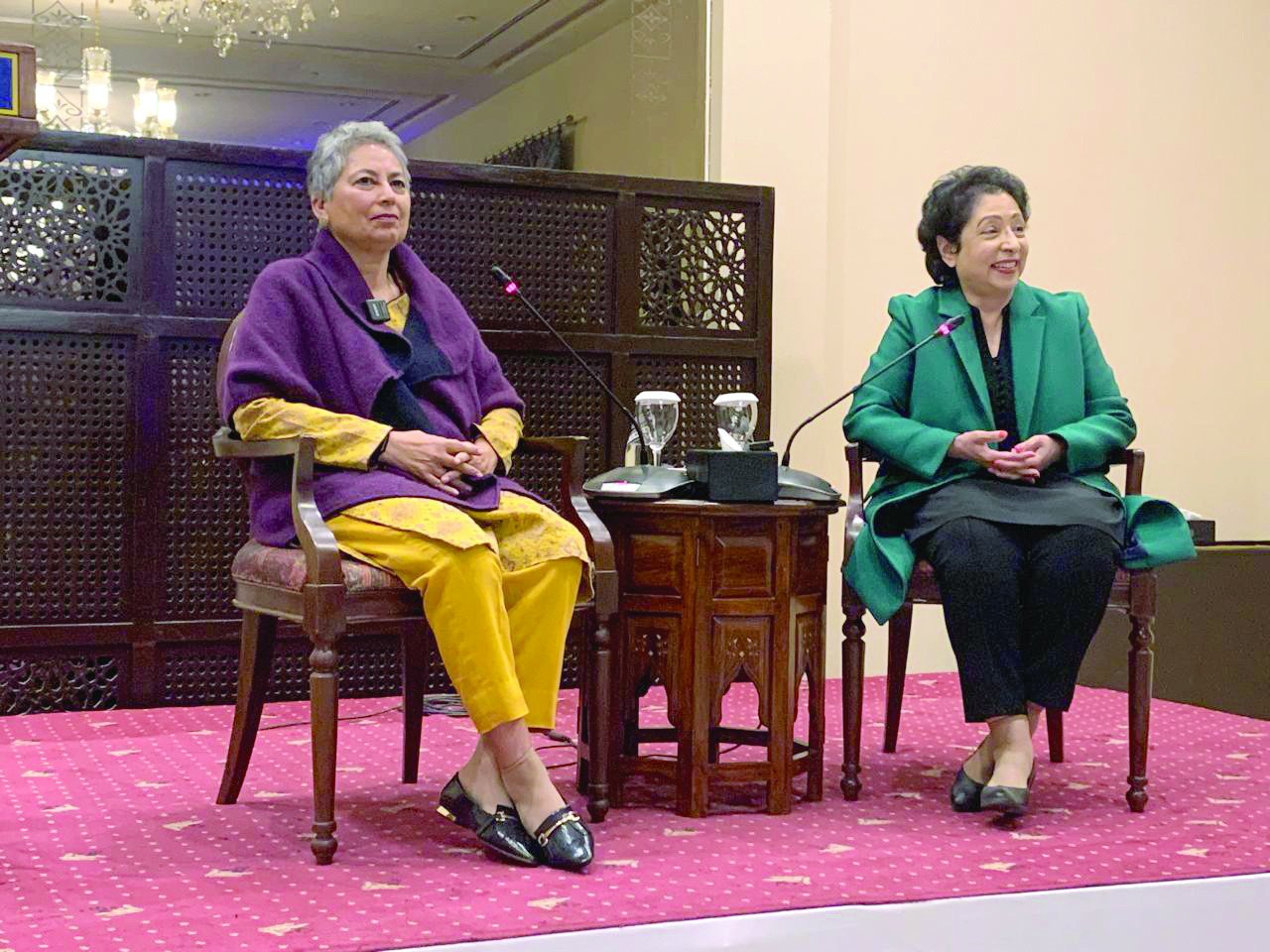 dr maleeha lodhi and dr duksha h saiyid engage in a dialogue about pakistan s missed opportunity for cultural diplomacy at the culture and art the soft power of diplomacy event in the federal capital photo zunairah qureshi express