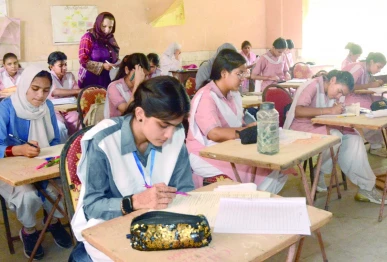 girls higher secondary school jacob lines examination centre in karachi photo jalal qureshi file