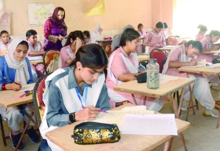 girls higher secondary school jacob lines examination centre in karachi photo jalal qureshi file