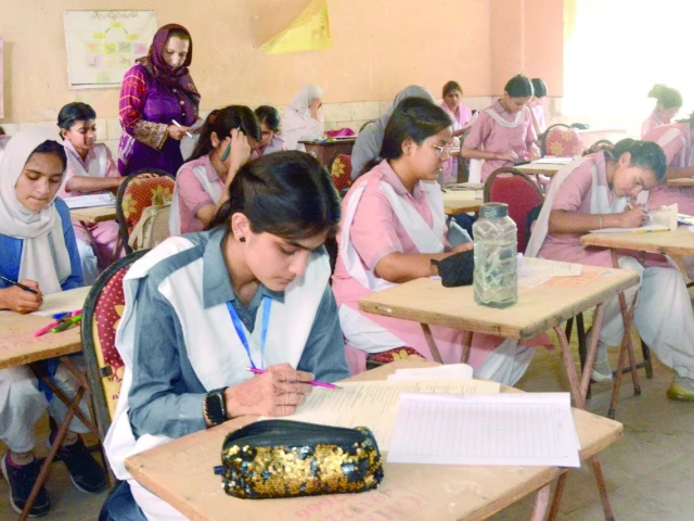 female students put their learning to the test as they tackle their secondary school certificate matric exams at the government girls higher secondary school 1 jacob lines examination centre photo jalal qureshi express female students put their learning to the test as they tackle their secondary school certificate matric exams at the government girls higher secondary school 1 jacob lines examination centre photo jalal qureshi express